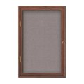 United Visual Products Single Door Enclosed Radius EZ Tack Board, 36"x36", Bronze/Grey UV7002EZ-GREY-BRONZE